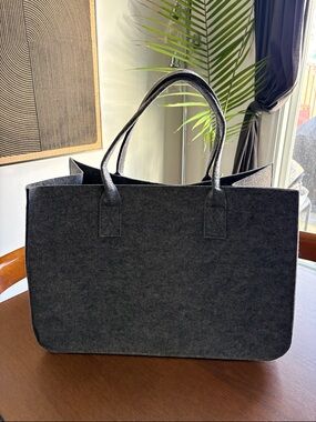 Gray Felt Oversized Tote Bag